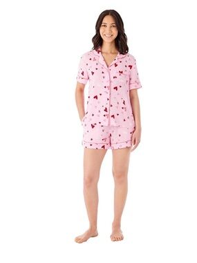 Member’s Mark Women's Pink Heart-Print Short Pajama Set NWT